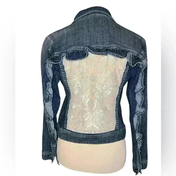 Upcycled Denim Jacket Womens Size Small One-of-a-kind Bachelorette Wedding Bride - Picture 2 of 9
